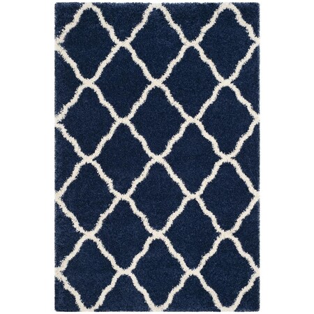 Safavieh 11 x 15 ft. Hudson Shag Power Loomed Rectangle Area Rug; Navy & Ivory SGH283C-1115